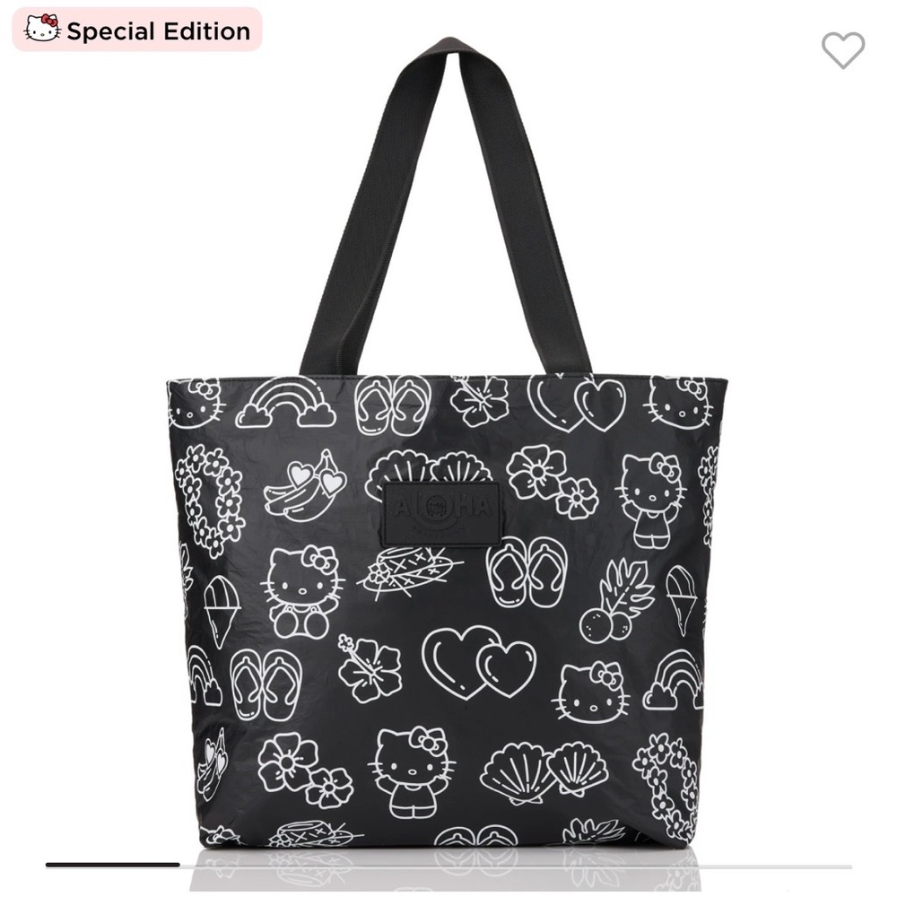 ALOHA COLLECTION Special Edition Hawaii Black Tote with White Graphic Design